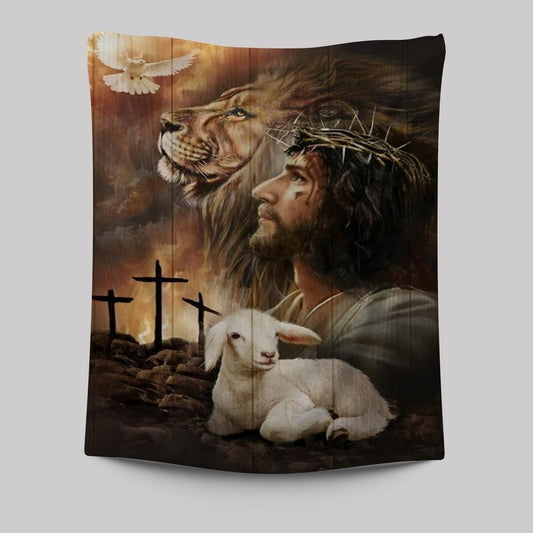 Lion Of Judah, Lamb Of God, Dove Of Peace, Beautiful Aspects Of God Tapestry