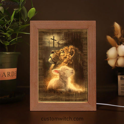 Lion Of Judah Lamb Of God The Rugged Crosses Frame Lamp - Lion Frame Lamp Print - Christian Art - Religious Home Decor