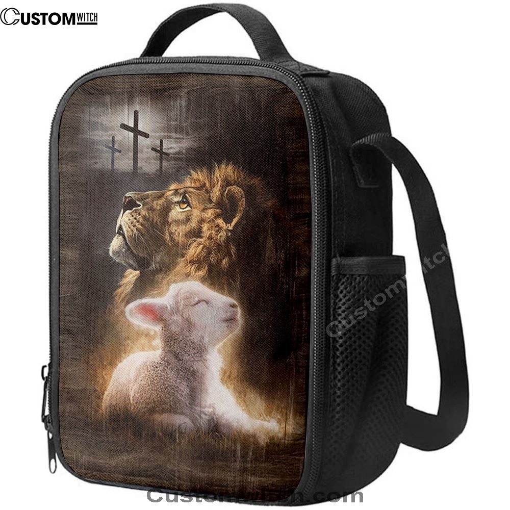 Lion Of Judah Lamb Of God The Rugged Crosses Lunch Bag - Lion Lunch Bag, Bible Verse Lunch Bag For Men And Women