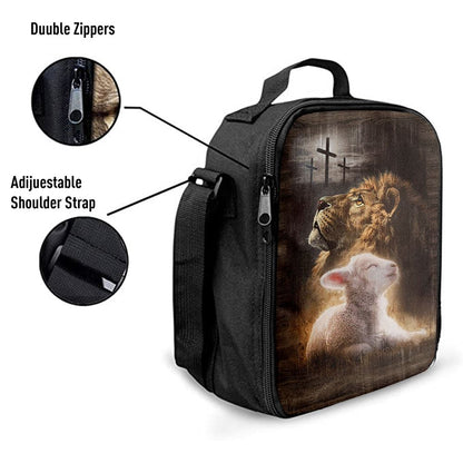Lion Of Judah Lamb Of God The Rugged Crosses Lunch Bag - Lion Lunch Bag, Bible Verse Lunch Bag For Men And Women