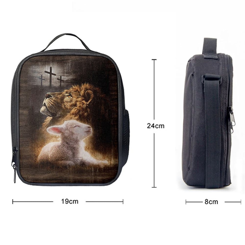 Lion Of Judah Lamb Of God The Rugged Crosses Lunch Bag - Lion Lunch Bag, Bible Verse Lunch Bag For Men And Women