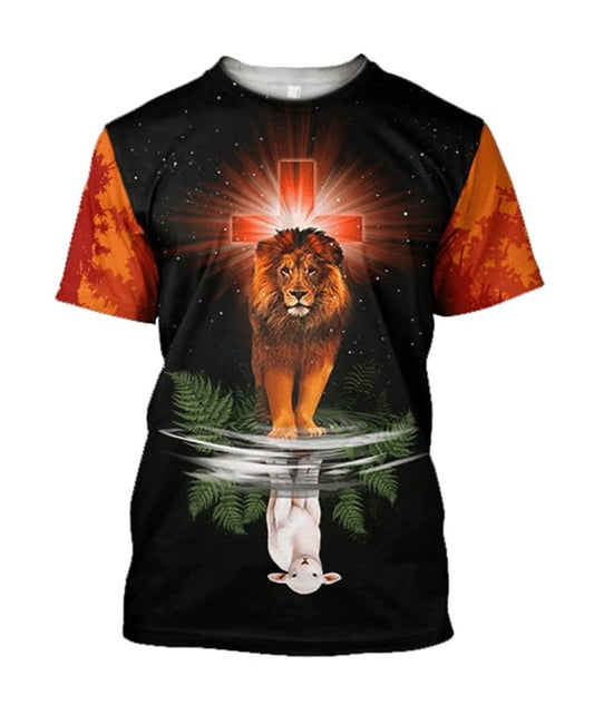 Lion Of Judah Lamp Of God Jesus All Over Print 3D T Shirt For Men And Women, Christian T-Shirt