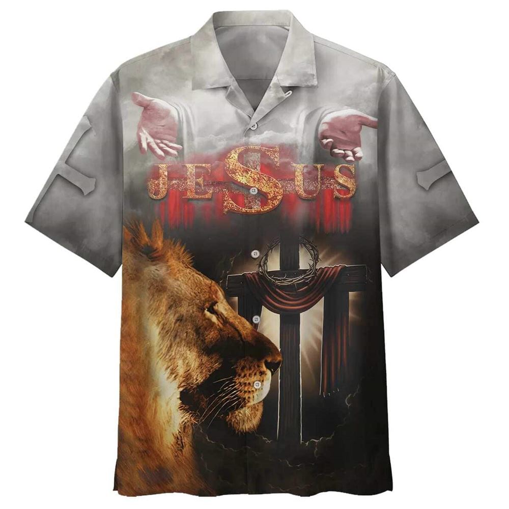 Lion Of Judah Lord God Christians Faith Bible Cross Hawaiian Shirt For Men, Christian Hawaiian Shirt, Gift For Christian