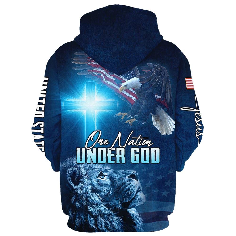 Lion Of Judah One Nation Under God Hoodies Men & Women, God 3D Printed Hoodie, Christian Apparel Hoodies