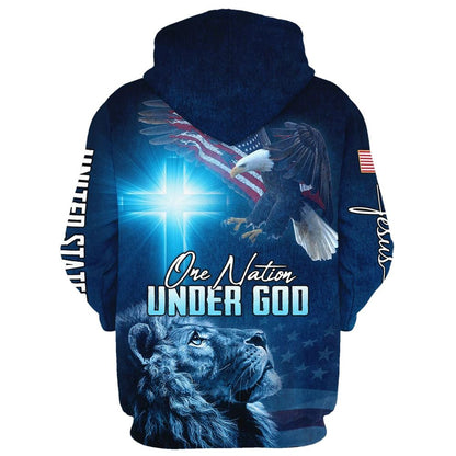 Lion Of Judah One Nation Under God Hoodies Men & Women, God 3D Printed Hoodie, Christian Apparel Hoodies