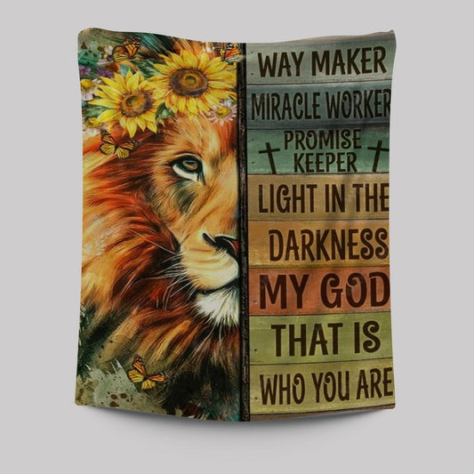 Lion Of Judah Sunflower Wreath Way Maker Miracle Worker Tapestry