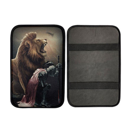 Lion Of Judah The Knight Of God Car Armrest Pad - Lion Car Center Console Cover, Christian Gift Car Armrest Pad