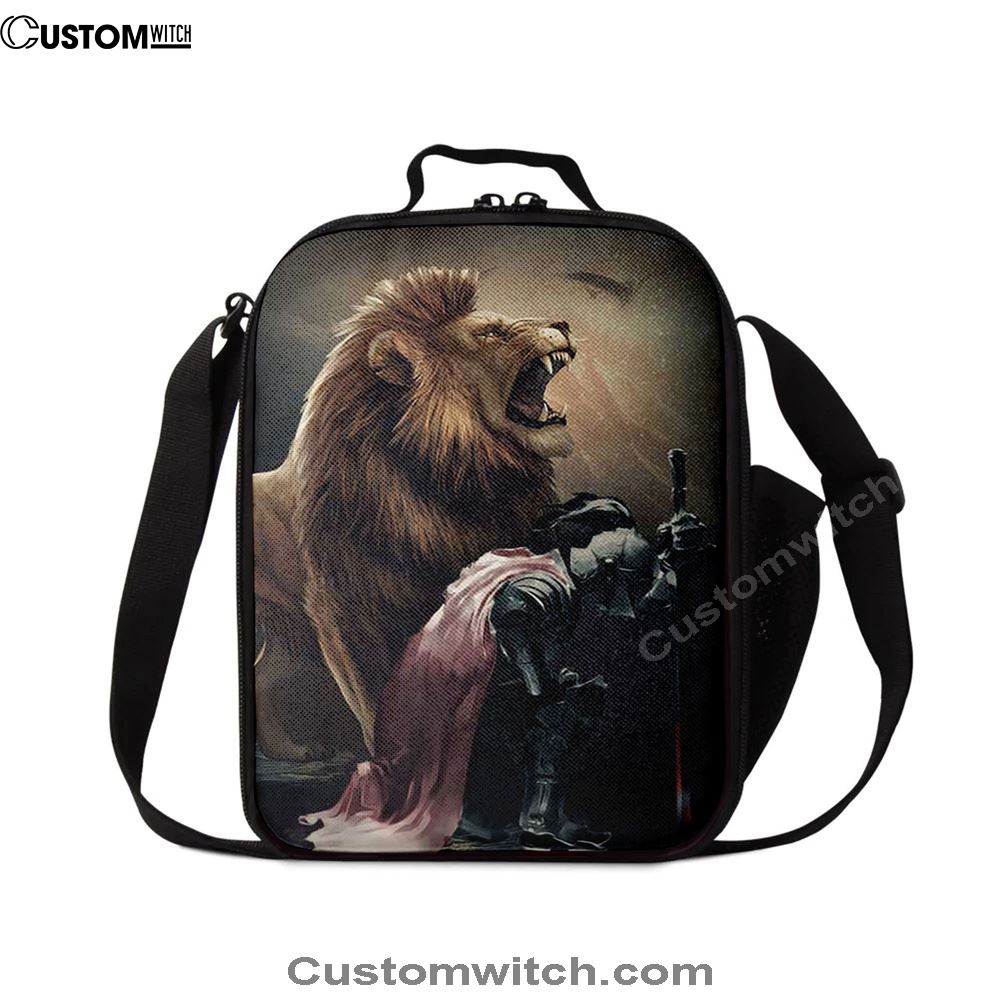 Lion Of Judah The Knight Of God Lunch Bag - Lion Lunch Bag, Bible Verse Lunch Bag For Men And Women