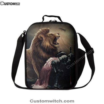 Lion Of Judah The Knight Of God Lunch Bag - Lion Lunch Bag, Bible Verse Lunch Bag For Men And Women
