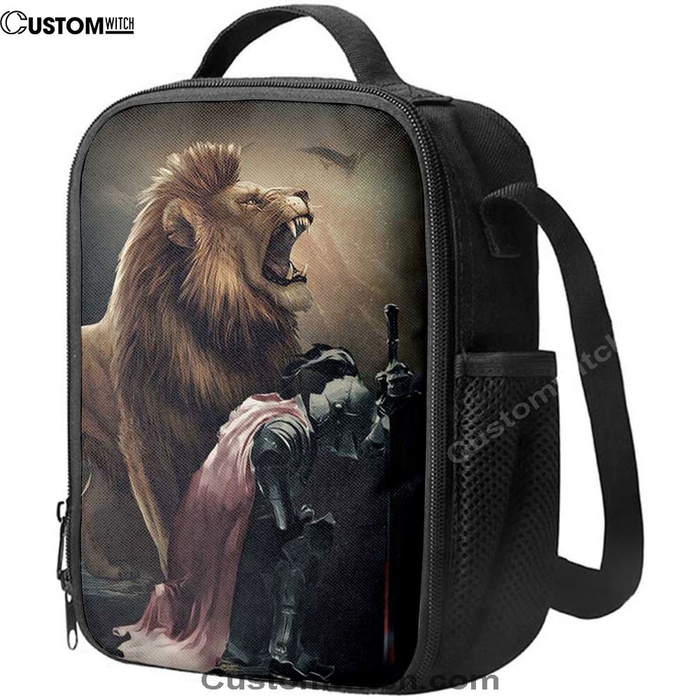 Lion Of Judah The Knight Of God Lunch Bag - Lion Lunch Bag, Bible Verse Lunch Bag For Men And Women