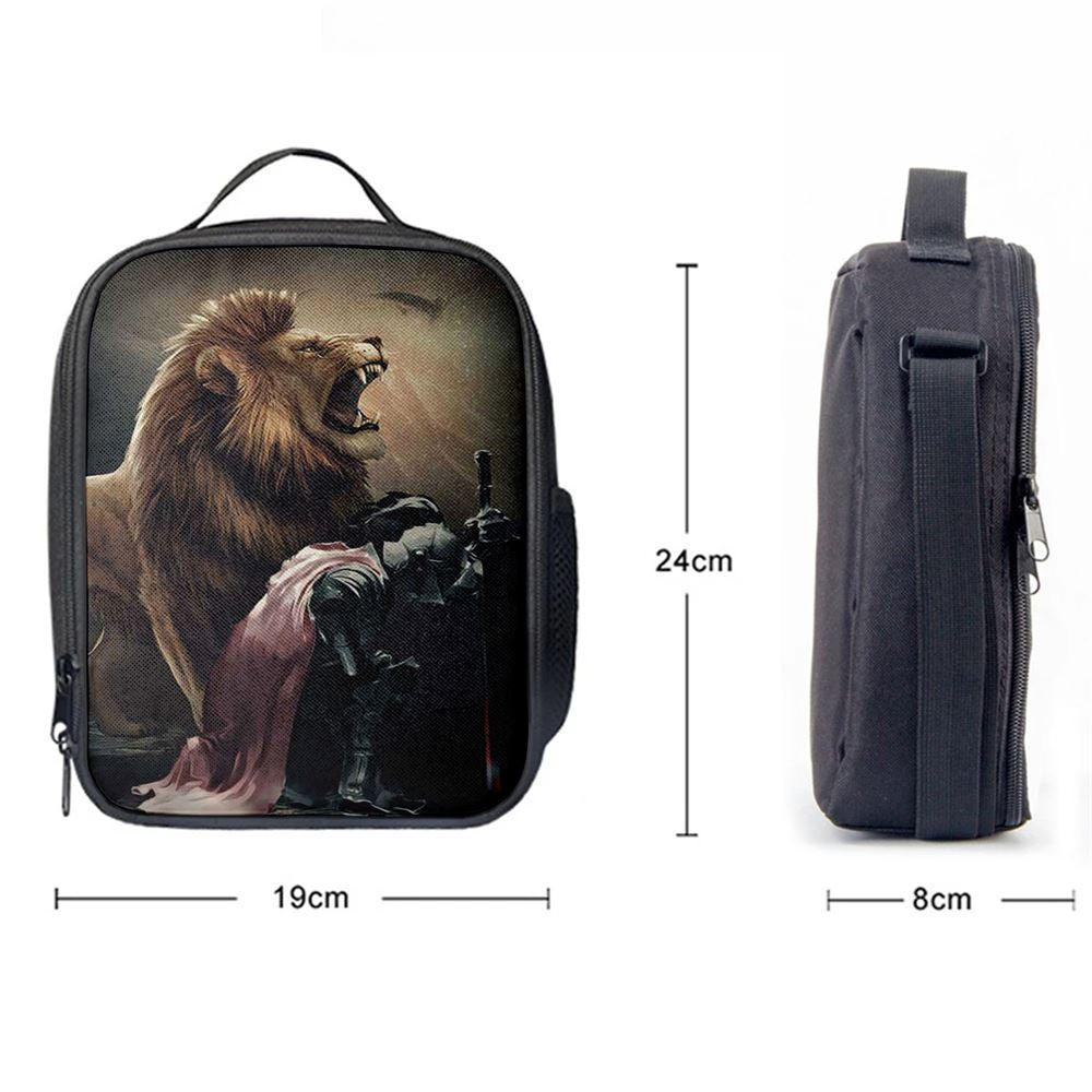 Lion Of Judah The Knight Of God Lunch Bag - Lion Lunch Bag, Bible Verse Lunch Bag For Men And Women