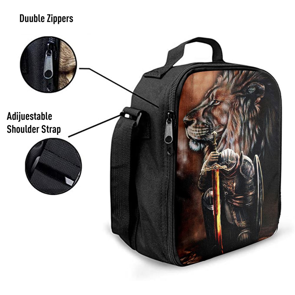 Lion & Prayer Warrior Lunch Bag, Bible Verse Lunch Bag For Men And Women