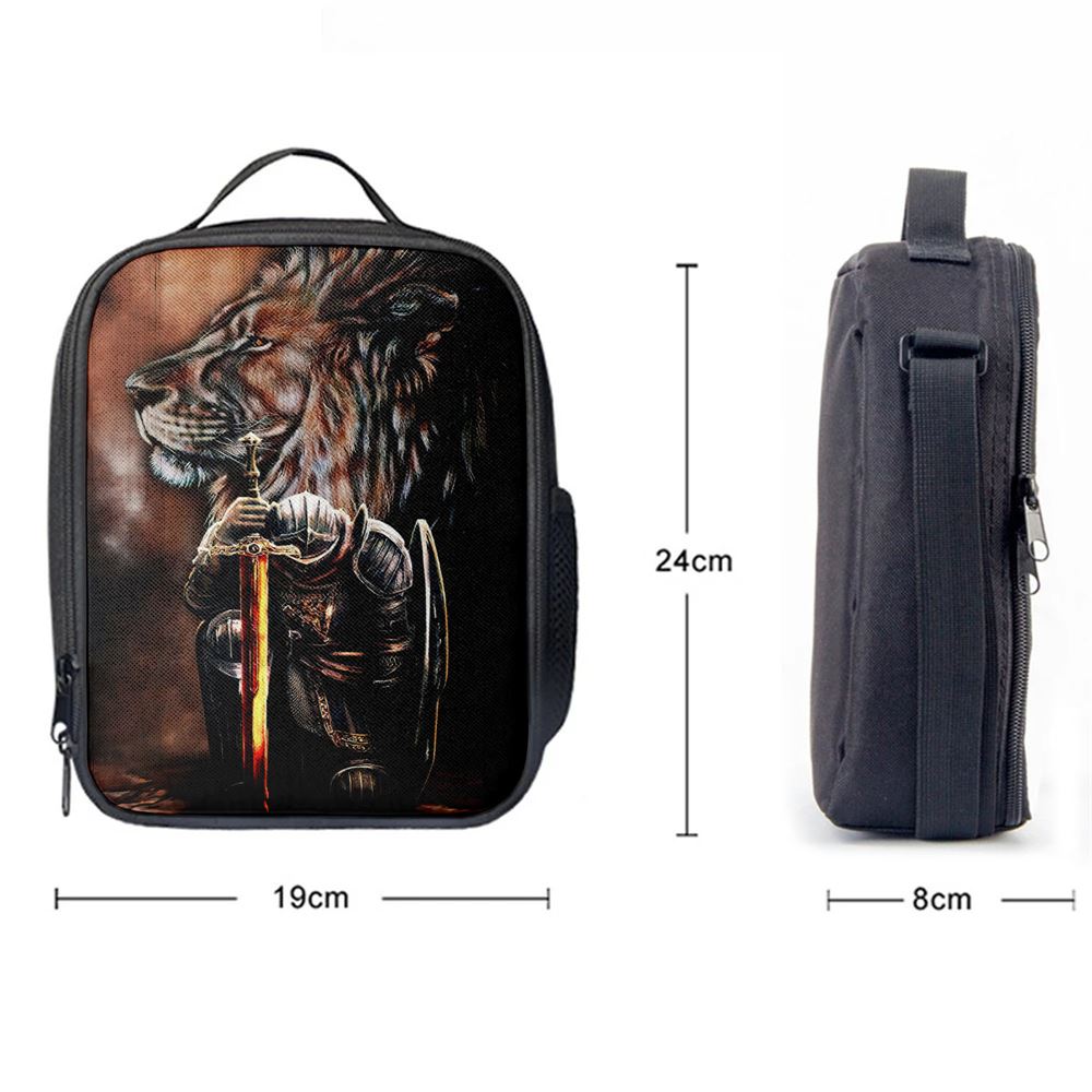 Lion & Prayer Warrior Lunch Bag, Bible Verse Lunch Bag For Men And Women