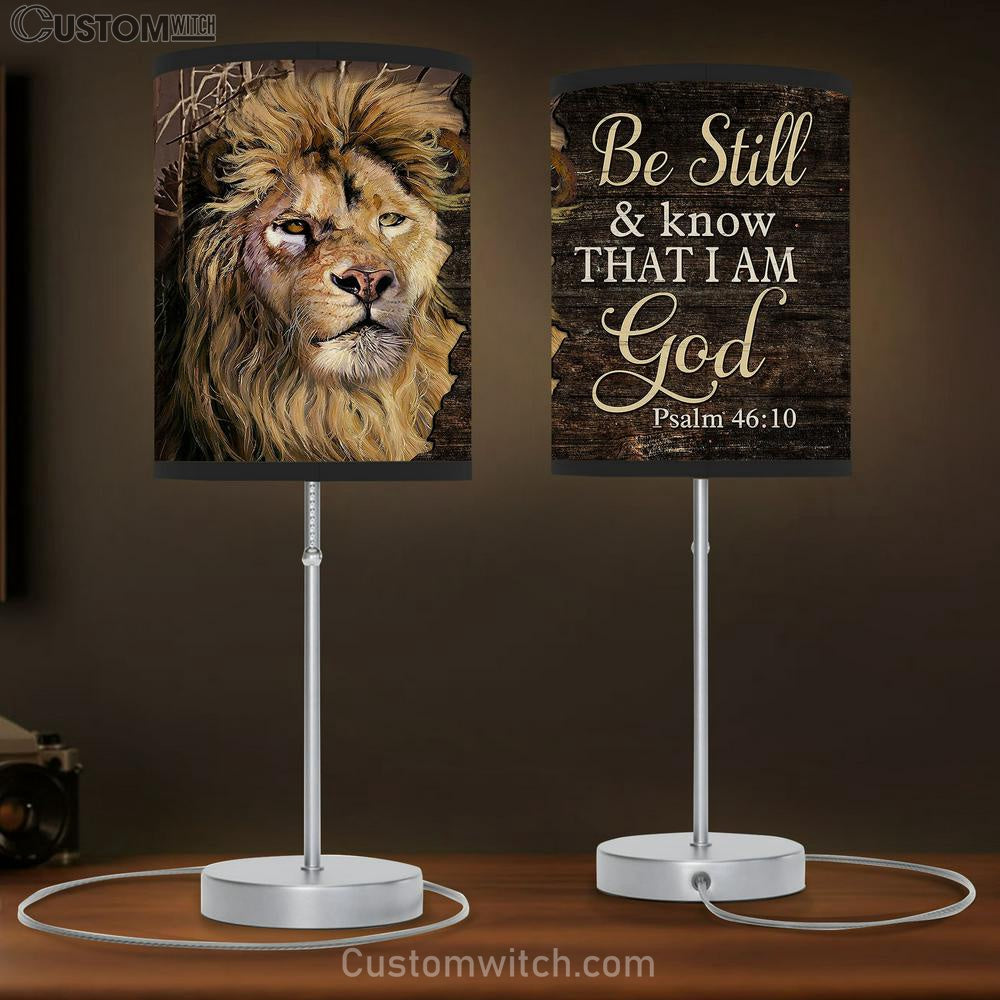 Lion Psalm 4610 Be still I am God Table Lamb Gift - Bible Verse Table Lamb - Religious Bedroom Decor