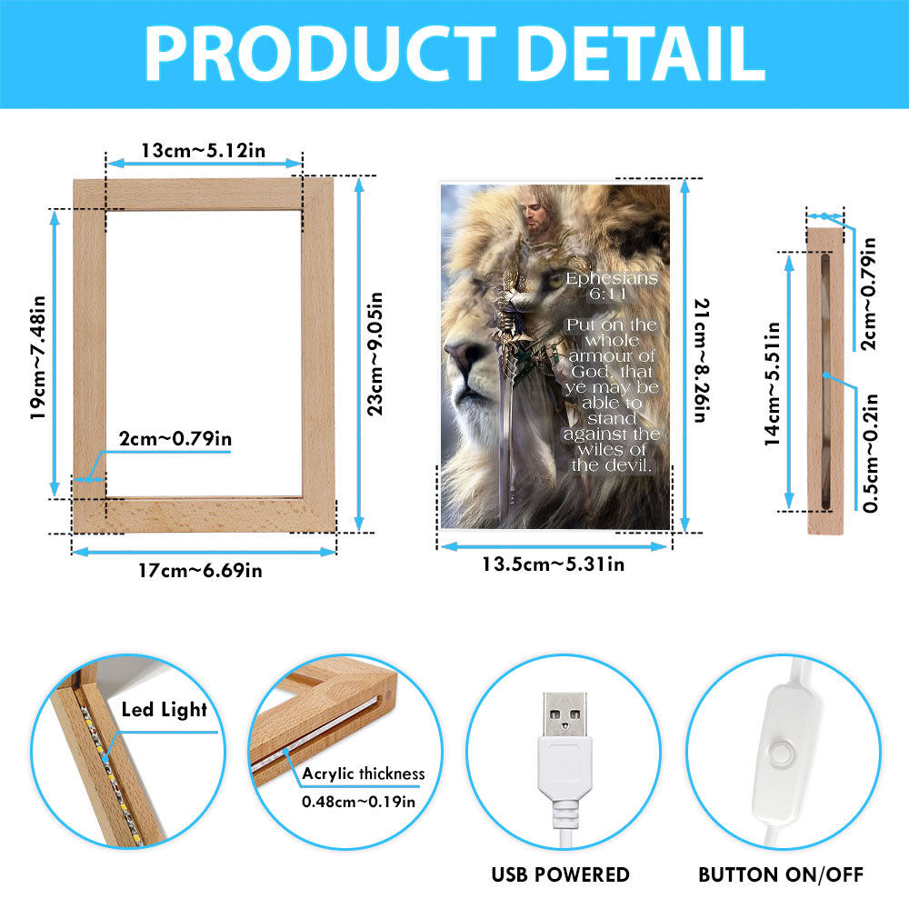 Lion Put On The Armor Of God Frame Lamp Prints - Lion Frame Lamp Art - Christian Inspirational Frame Lamp