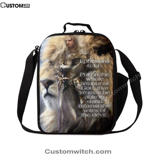 Lion Put On The Armor Of God Lunch Bags - Lion Lunch Bag, Bible Verse Lunch Bag For Men And Women