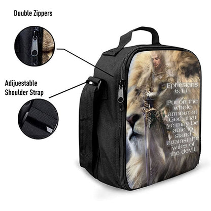 Lion Put On The Armor Of God Lunch Bags - Lion Lunch Bag, Bible Verse Lunch Bag For Men And Women