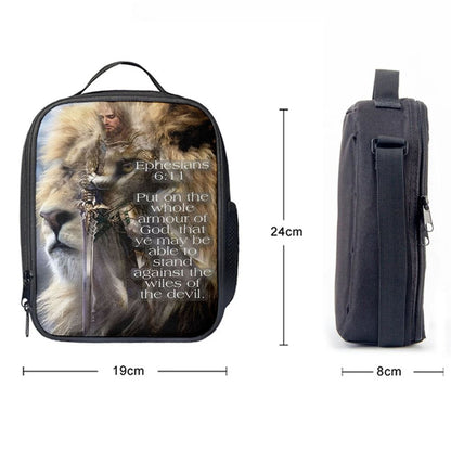Lion Put On The Armor Of God Lunch Bags - Lion Lunch Bag, Bible Verse Lunch Bag For Men And Women