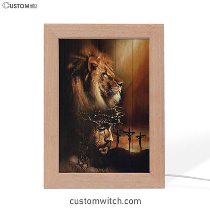 Lion The Face Of Jesus Crown Of Thorn Jesus Painting Frame Lamp Art - Christian Art - Bible Verse Art - Religious Home Decor