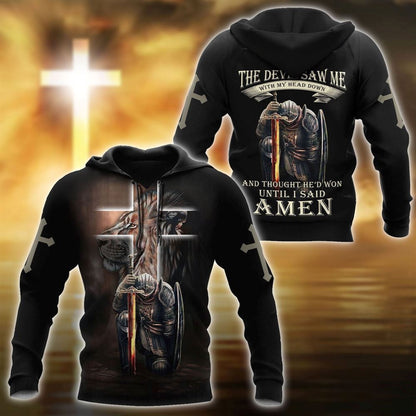 Lion Warrior Jesus Until I Said A Men God 3D Hoodie For Man And Women, Jesus Printed 3D Hoodie