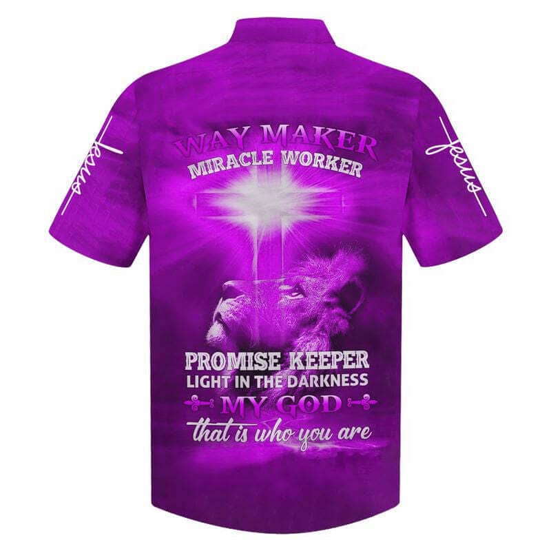 Lion Way Maker Miracle Worker Promise Keeper Light In The Darkness Jesus Christian Faith Hawaiian Shirt, Christian Hawaiian Shirt, Religious Gift
