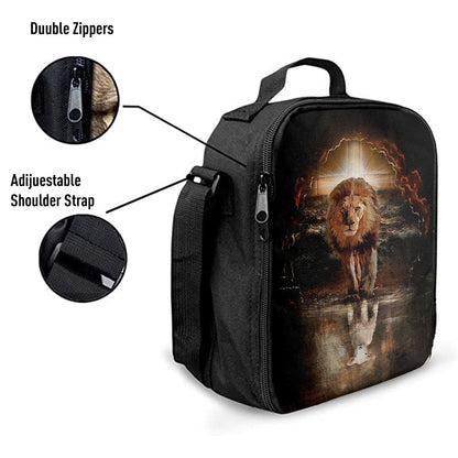 Lion White Lamb Cross On Tomb Lunch Bag, Bible Verse Lunch Bag For Men And Women