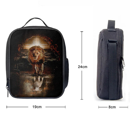Lion White Lamb Cross On Tomb Lunch Bag, Bible Verse Lunch Bag For Men And Women