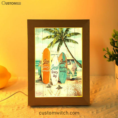 Live Every Moment Beach Little Sea Turtle Surfboard Frame Lamp Art - Christian Night Light - Bible Verse Wooden Lamp