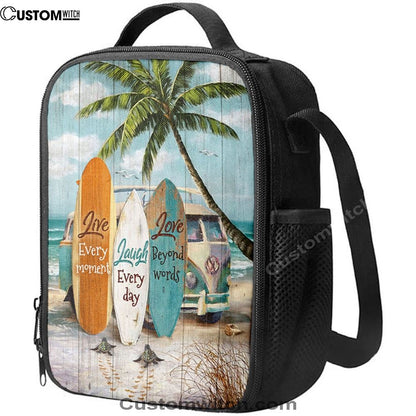 Live Every Moment Beach Little Sea Turtle Surfboard Lunch Bag, Bible Verse Lunch Bag For Men And Women