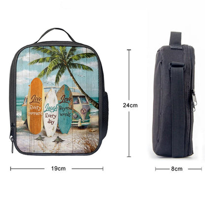 Live Every Moment Beach Little Sea Turtle Surfboard Lunch Bag, Bible Verse Lunch Bag For Men And Women