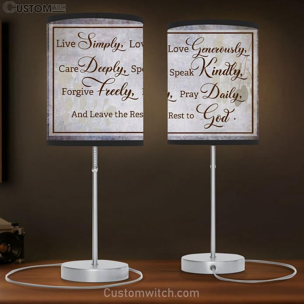 Live Simply Love Generously Table Lamb Gift - Christian Bedroom Decor