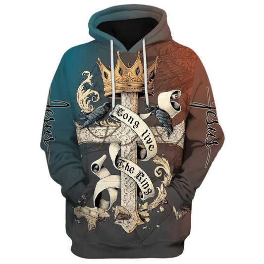 Long Live The King Hoodies Men & Women, God 3D Printed Hoodie, Christian Apparel Hoodies