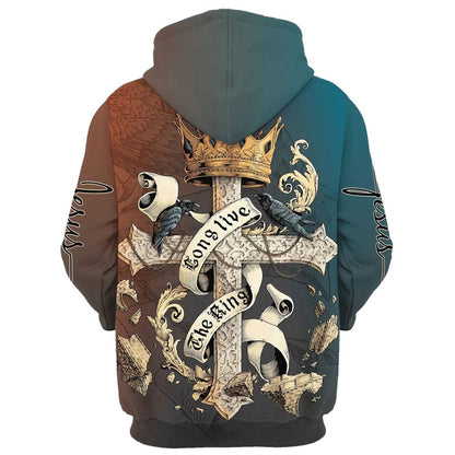 Long Live The King Hoodies Men & Women, God 3D Printed Hoodie, Christian Apparel Hoodies