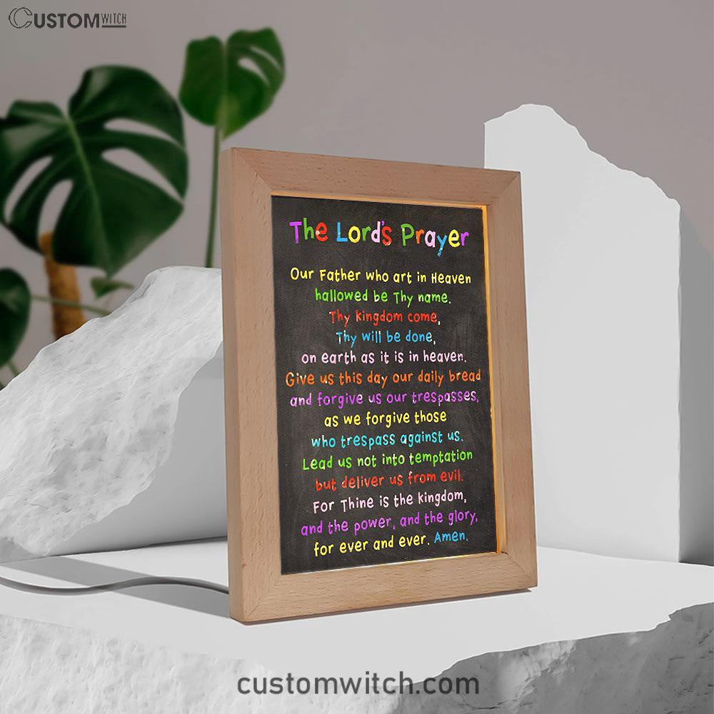 Lords Prayer Frame Lamp Decor - Catholic Gifts For Bible - Christian Night Light Decor