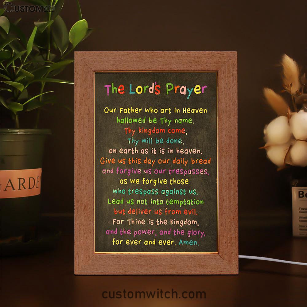 Lords Prayer Frame Lamp Decor - Catholic Gifts For Bible - Christian Night Light Decor