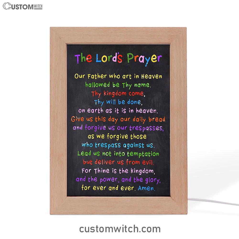 Lords Prayer Frame Lamp Decor - Catholic Gifts For Bible - Christian Night Light Decor