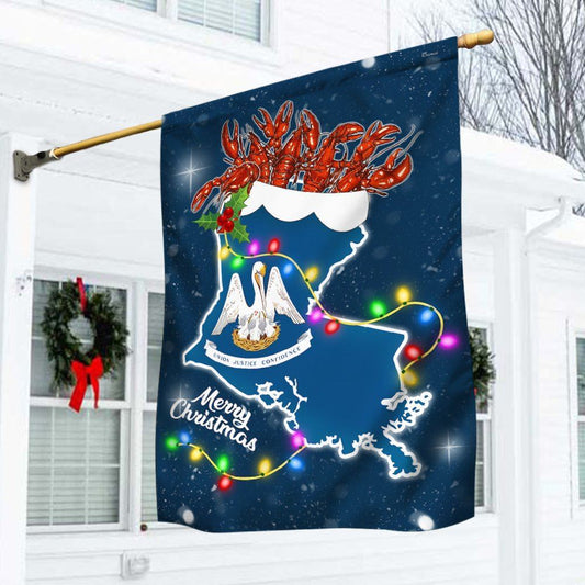 Louisiana Christmas Flag Crawfish Flag, Christmas Garden Flag, Home Decor Accessories, Christmas Outdoor Decor Ideas