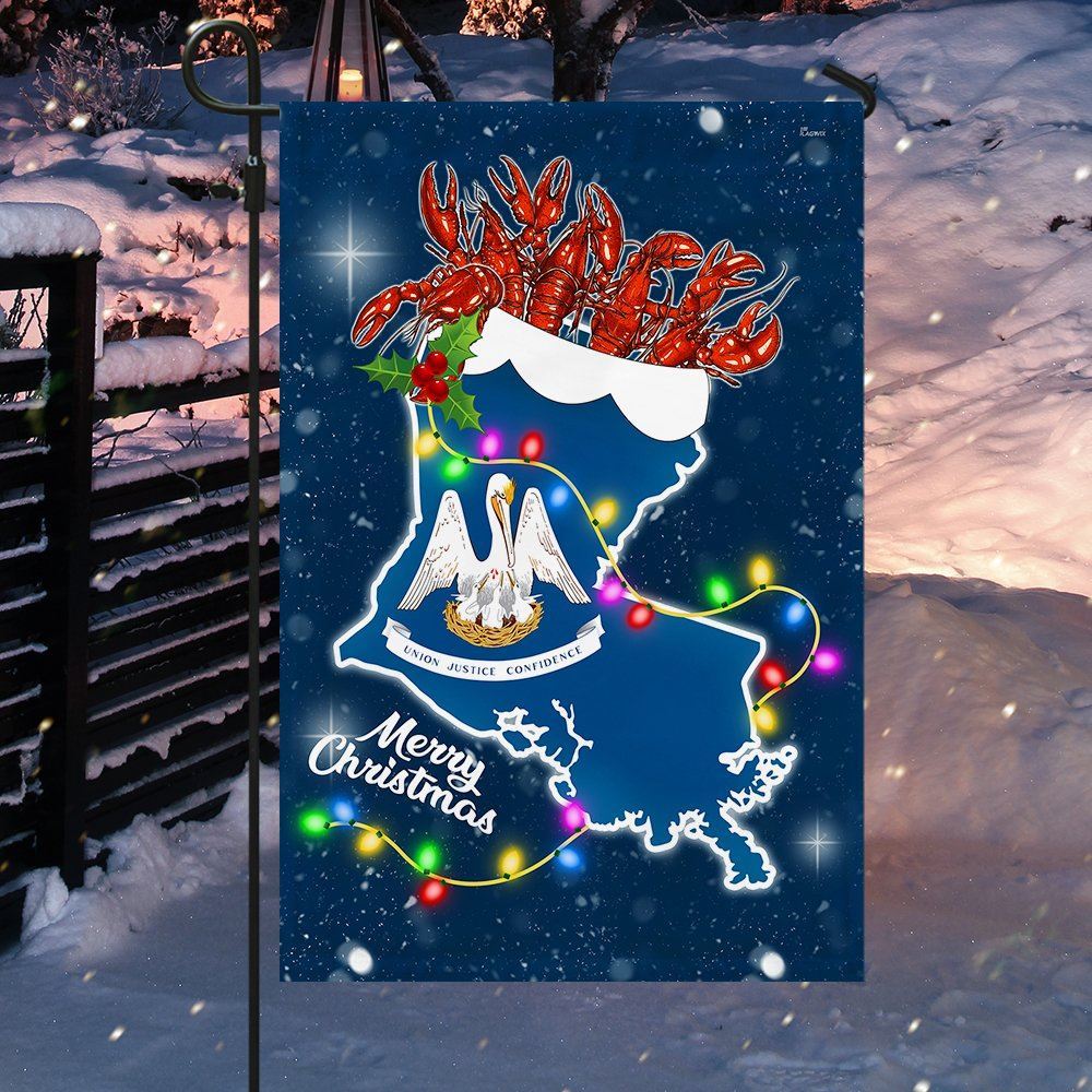 Louisiana Christmas Flag Crawfish Flag, Christmas Garden Flag, Home Decor Accessories, Christmas Outdoor Decor Ideas