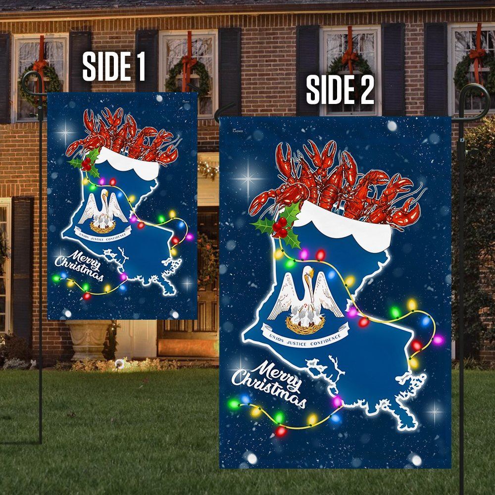 Louisiana Christmas Flag Crawfish Flag, Christmas Garden Flag, Home Decor Accessories, Christmas Outdoor Decor Ideas