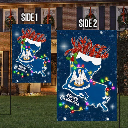 Louisiana Christmas Flag Crawfish Flag, Christmas Garden Flag, Home Decor Accessories, Christmas Outdoor Decor Ideas