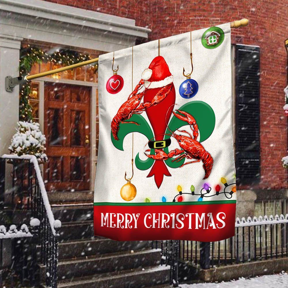Louisiana Flag Merry Christmas Santa Crawfish Flag, Christmas Garden Flag, Home Decor Accessories, Christmas Outdoor Decor Ideas