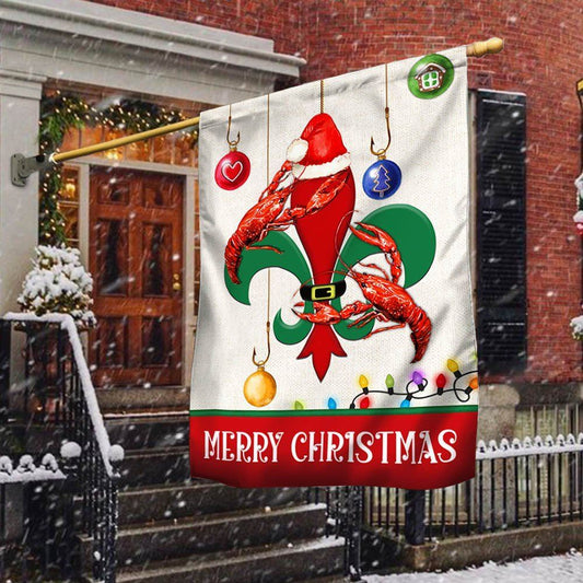 Louisiana Flag Merry Christmas Santa Crawfish Flag, Christmas Garden Flag, Home Decor Accessories, Christmas Outdoor Decor Ideas