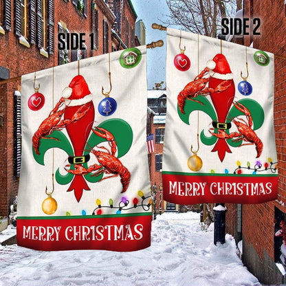 Louisiana Flag Merry Christmas Santa Crawfish Flag, Christmas Garden Flag, Home Decor Accessories, Christmas Outdoor Decor Ideas