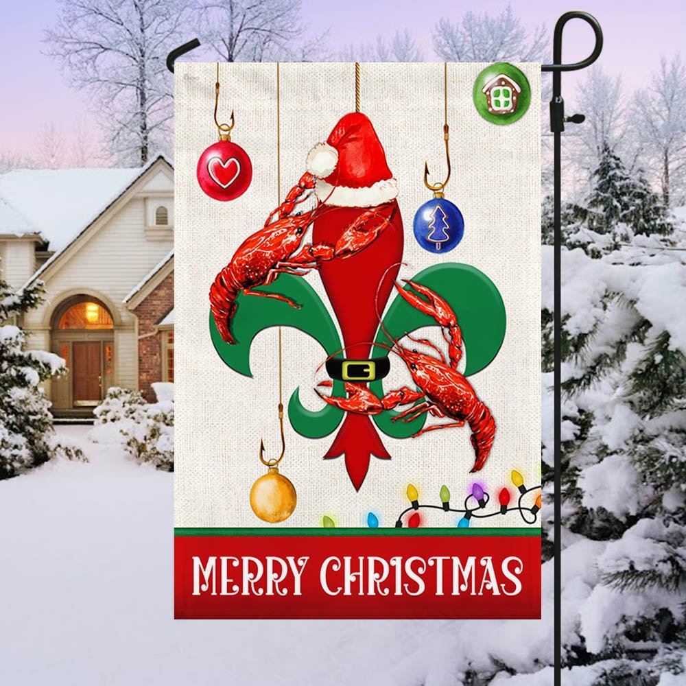 Louisiana Flag Merry Christmas Santa Crawfish Flag, Christmas Garden Flag, Home Decor Accessories, Christmas Outdoor Decor Ideas