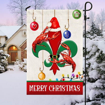 Louisiana Flag Merry Christmas Santa Crawfish Flag, Christmas Garden Flag, Home Decor Accessories, Christmas Outdoor Decor Ideas