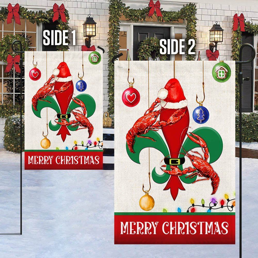 Louisiana Flag Merry Christmas Santa Crawfish Flag, Christmas Garden Flag, Home Decor Accessories, Christmas Outdoor Decor Ideas