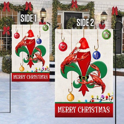 Louisiana Flag Merry Christmas Santa Crawfish Flag, Christmas Garden Flag, Home Decor Accessories, Christmas Outdoor Decor Ideas