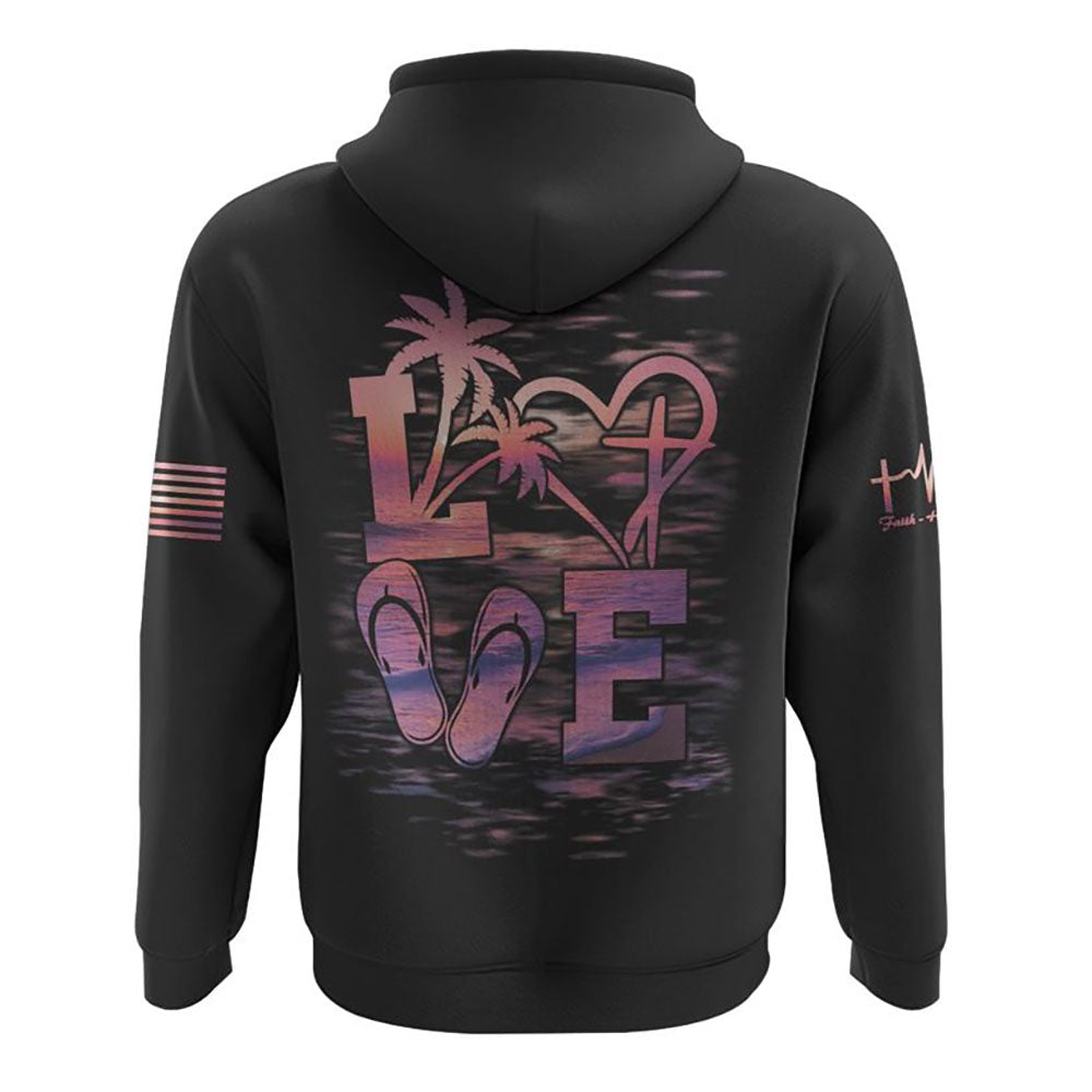 Love Beach Sunset All Over Print 3D Hoodie, Christian Hoodie, Christian Sweatshirt, Bible Verse Shirt