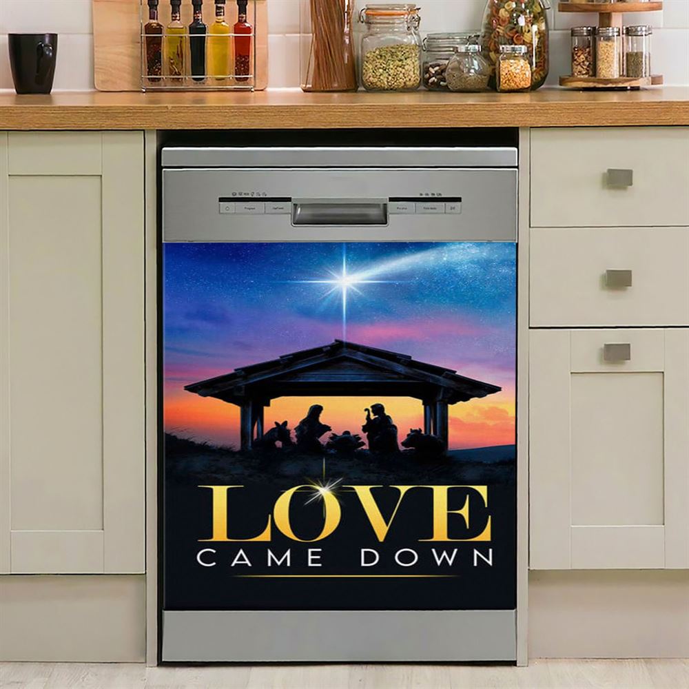 Love Came Down Christian Christmas Dishwasher Cover, Bible Verse Dishwasher Wrap, Scripture Kitchen Decoration