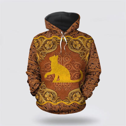 Love Cat Antique Golden All Over Print 3D Hoodie For Men And Women, Christmas Cat Hoodie, Christmas Hoodie Cute, Christmas Fashion